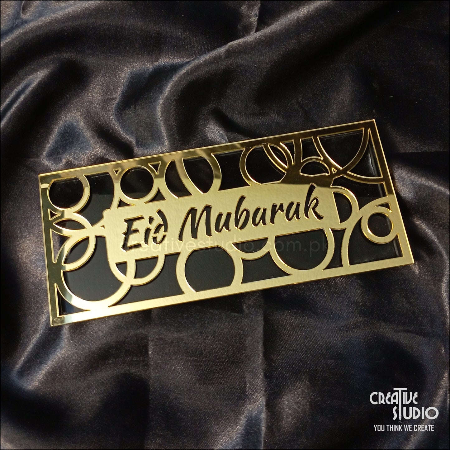 Golden Mirror Acrylic Eidi Envelope With Eid Mubarak