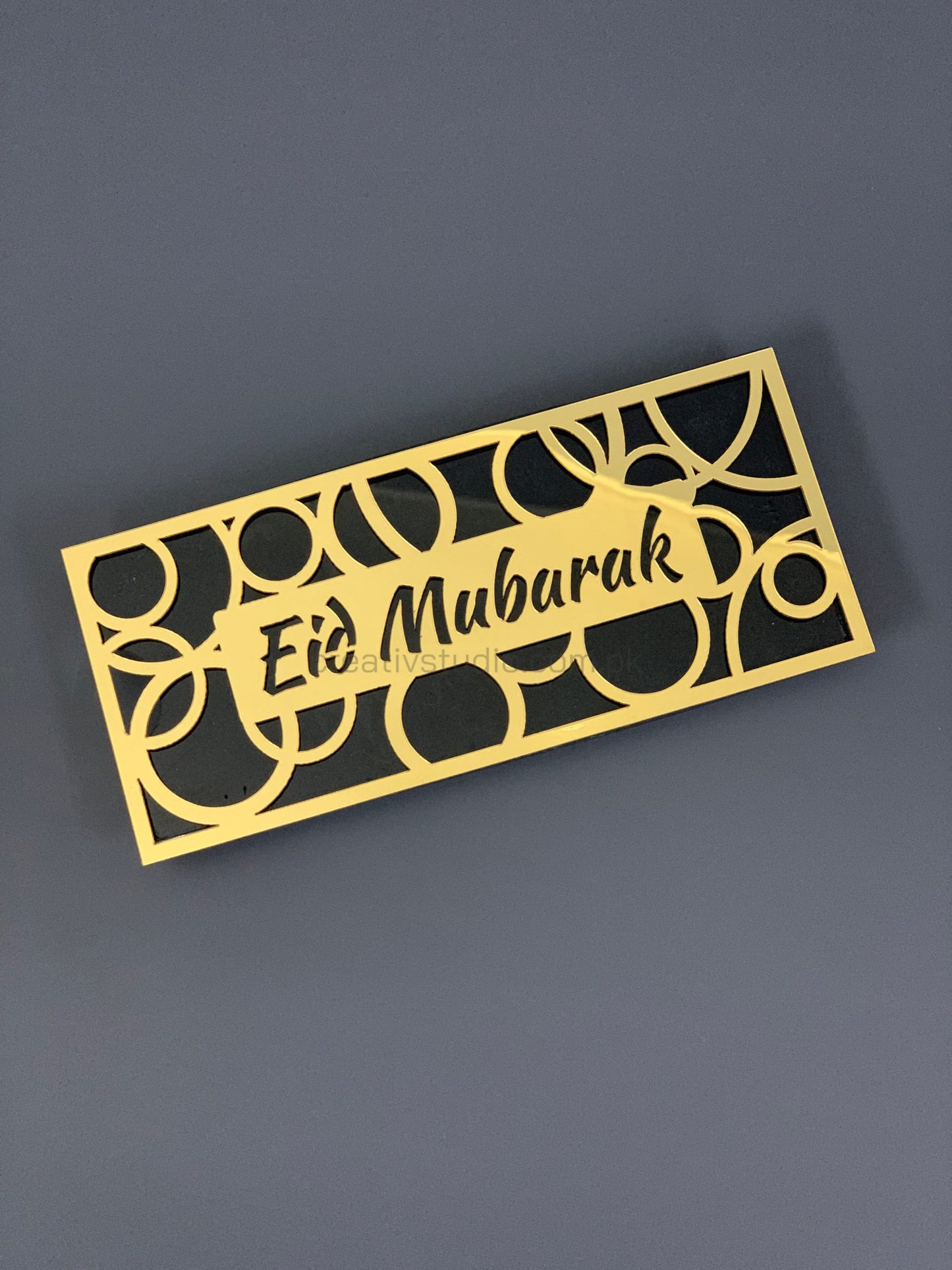 Golden Mirror Acrylic Eidi Envelope With Eid Mubarak